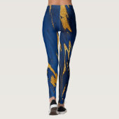 Marmer Minimale Abstracte blauwe marine kobalt Gol Leggings (Achterkant)