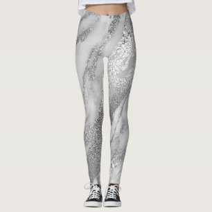 Marmer Minimale Abstracte metalen zilver Grijze Lu Leggings