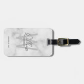 Marmer Modern Script Gepersonaliseerde Groomsmen Bagagelabel (Voorkant horizontaal)