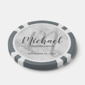Marmer Modern Script Gepersonaliseerde Groomsmen Poker Chips (Enkel)