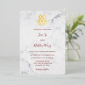 Marmer Moderne Chinese bruiloft Folie Uitnodiging (Staand Voorkant)