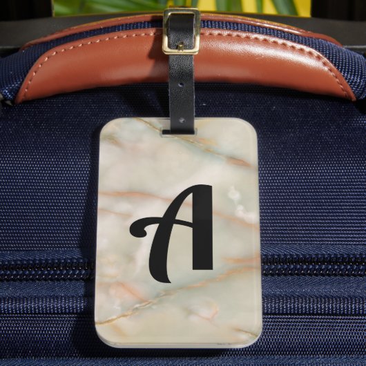 Marmer Monogram Aangepaste naam Initiaal Gift Bagagelabel (Voorkant Insitu 2)