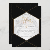 Marmer+nepgoud honingraat bruiloft aankondiging (Voorkant / Achterkant)