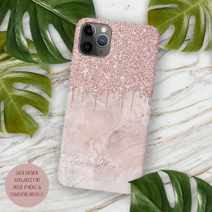 Marmer Ombre Blush Roze Gouden Glitter Patroon iPhone 11 Pro Max Hoesje