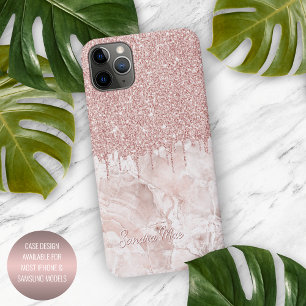 Marmer Ombre Blush Roze Rose Goud Glitter Patroon iPhone 11Pro Max Hoesje
