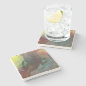 Marmer Onderzetter met Johnson Abstract Artwork (Zijkant)