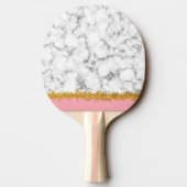 Marmer Pattern op Roze met Gold Glitter Tafeltennisbatje (Achterkant)