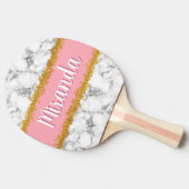 Marmer Pattern op Roze met Gold Glitter Tafeltennisbatje (Zijkant)