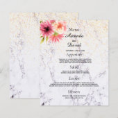 Marmer Pink Florals van het menu Weddenschap (Voorkant / Achterkant)