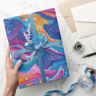 Marmer, regenboogkleuren, geometrisch ontwerp, kle cadeaupapier