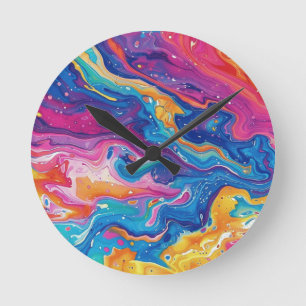 Marmer, regenboogkleuren, geometrisch ontwerp, kle ronde klok