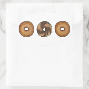 Marmer Rogge Plain Bagels Ontbijt Brunch NYC Deli Ovale Sticker