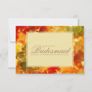 Marmer rood, oranje, goud, geel, bruidsmeisje bedankkaart