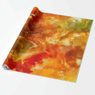 Marmer rood sinaasappel, goud, print inpakpapier