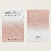 Marmer roos gold glitter chic ketting display visitekaartje (Voorkant /achterkant)