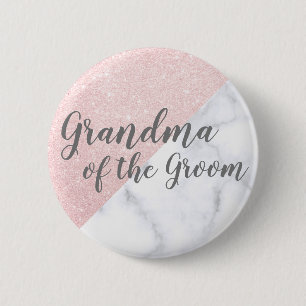 Marmer & roos gold glitter oma van de bruidegom ronde button 5,7 cm