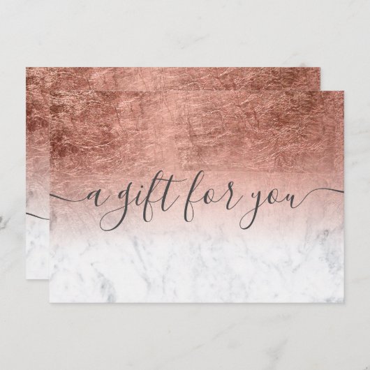 marmer roze goud folie ombre cadeaubon (Voorkant / Achterkant)