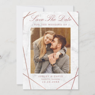 Marmer Roze Goud Geometrische Foto Save The Date