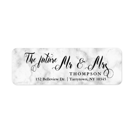 Marmer Script De toekomst Mr en Mrs Etiket (Voorkant)
