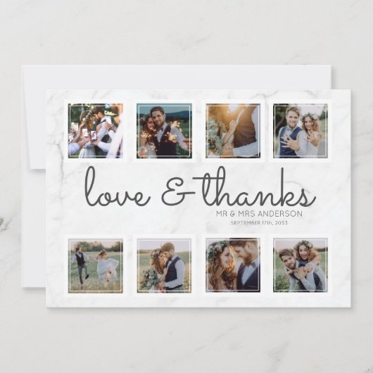 Marmer Script Foto Collage Liefde & Dank Bedankkaart (Voorkant)