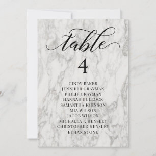 Marmer Script Seating Plan Individuele tabelkaart Kaart