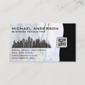 Marmer | Stads Silhouet | QR Code Visitekaartje (Voorkant)