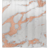 Marmer Stone Abstract White Grey Roos Copper Gold Douchegordijn (Voorkant)