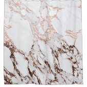 Marmer Stone Metallic Copper White Carrara Grey Douchegordijn (Voorkant)