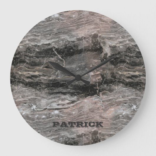 Marmer Stone Pattern in Grey Tones Monogram Grote Klok (Voorkant)