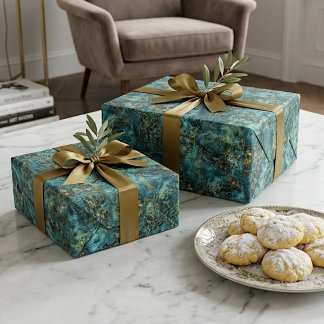 Marmer Teal Turquoise Nepgoud Agate Kunstpatroon Cadeaupapier