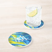 Marmer Texture Blue and Yellow Abrasion Onderzette Zandsteen Onderzetter (Zijkant)