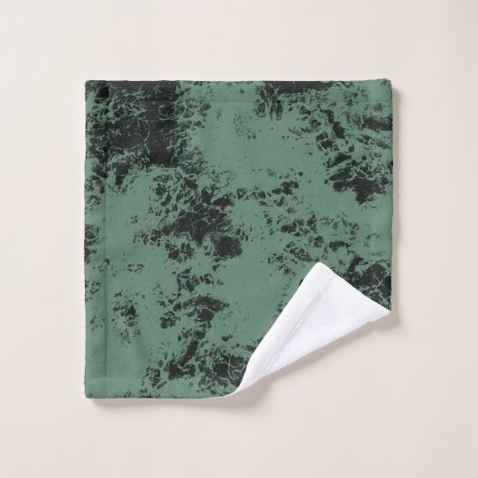 Marmer texture Patroon in zwart en groen Bad Handdoek (Wasdoekje)