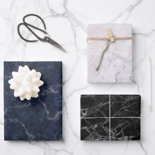 Marmer Textuurpatroon Blauw Wit Zwart Inpakpapier Vel