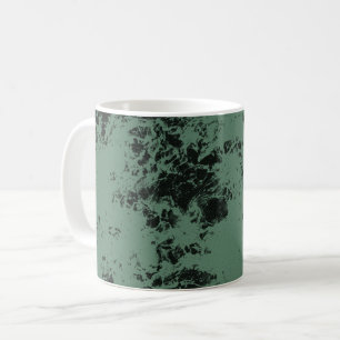 Marmer textuurpatroon in zwart en groen koffiemok