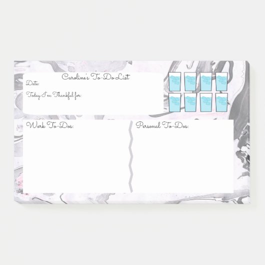 Marmer-to-do-lijst met watertracker post-it® notes (Voorkant)