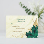 marmer van de groene goudbloem RSVP kaartje (Staand voorkant)