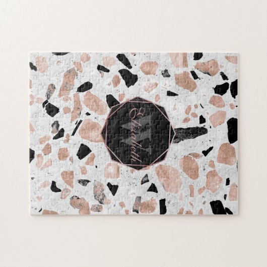  marmer van het roos van Classy abstract terrazzo Legpuzzel (Horizontaal)