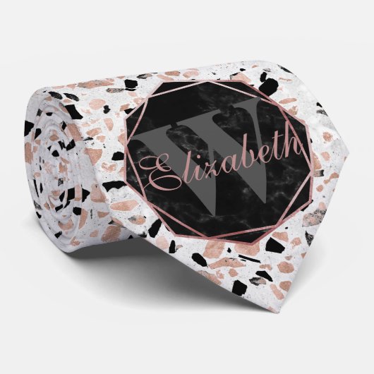  marmer van het roos van Classy abstract terrazzo Stropdas (Opgerold)