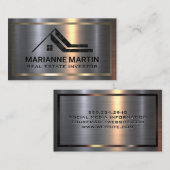 Marmer Vastgoed Logo | Geborsteld metaal Visitekaartje (Voorkant / Achterkant)