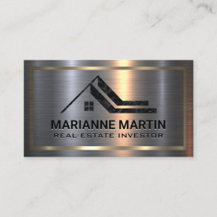 Marmer Vastgoed Logo Geborsteld metaal Visitekaartje