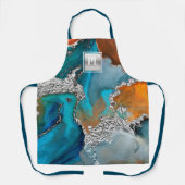 Marmer waterverf turquoise zilsalon monogram schort (Voorkant)