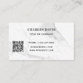 Marmer white elegant minimalist Qr code logo Visitekaartje (Achterkant)