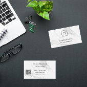 Marmer white elegant minimalist Qr code logo Visitekaartje