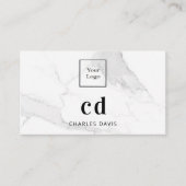 Marmer white monogram initiaal foto Qr code logo Visitekaartje (Voorkant)