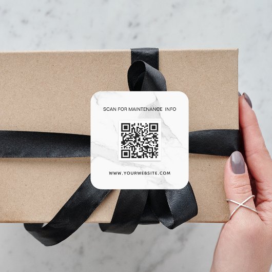 Marmer wit business qr code onderhoud vierkante sticker