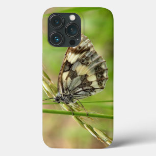 Marmer Witte Vlinder op Gras iPhone 13 Pro Hoesje