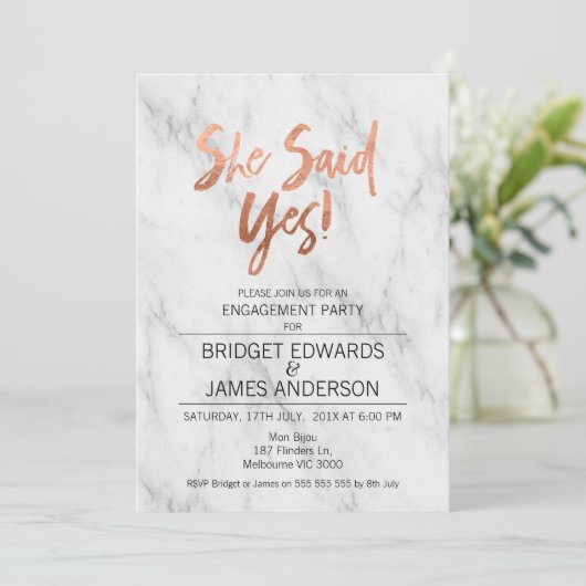 Marmer Ze zei dat Verloving was uitgenodigd Kaart (Staand voorkant)