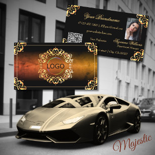 Marmer Zwart en Goud Decor Logo Foto QR Code Visitekaartje