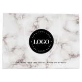 Marmer Zwart Rond Logo Zakelijk Bedrijfs Custom Groot Cadeauzakje (Achterkant)