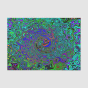 Marmerblauw en aquamarine Abstract Retro Swirl Tissuepapier